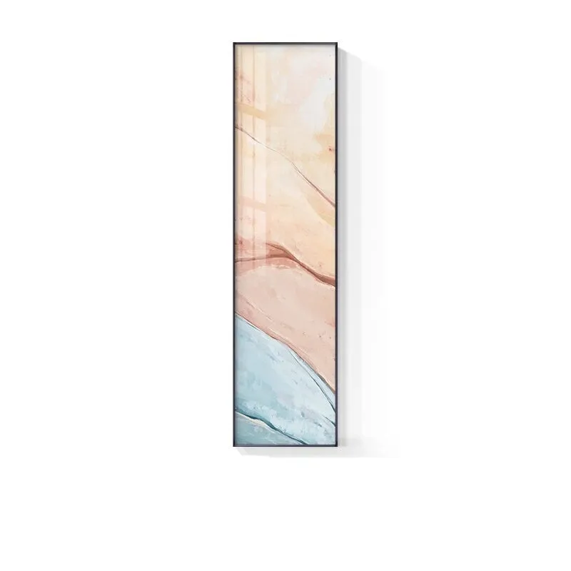 Marble Print Abstract Vertical Format Wall Art Blue Pastel Pink Pictures For Modern Living Room Bedroom Entrance Hall Wall Decor