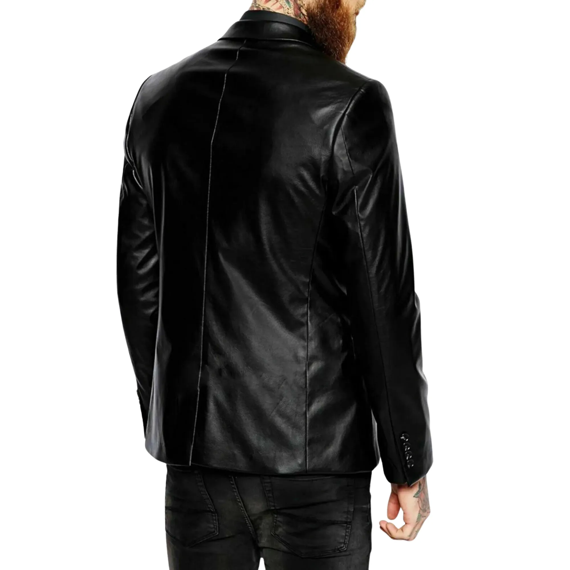 Mens Black Leather Blazer