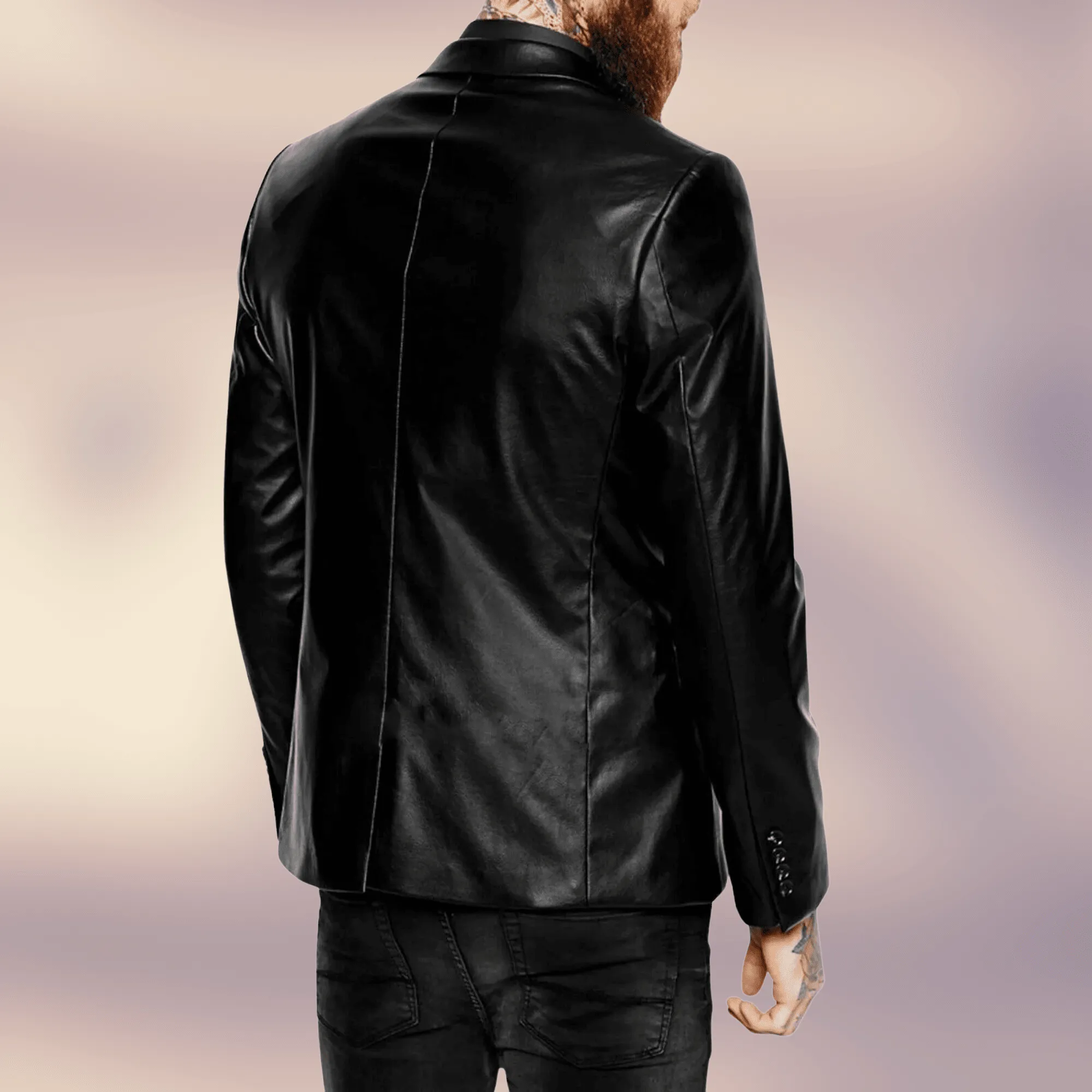 Mens Black Leather Blazer