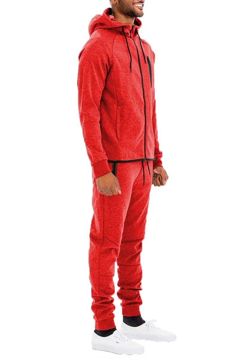 Mens Dynamic Solid Red Sweat Suit Track Set