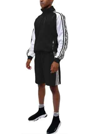 Mens Snake Side Black Short Set Jacket Shorts