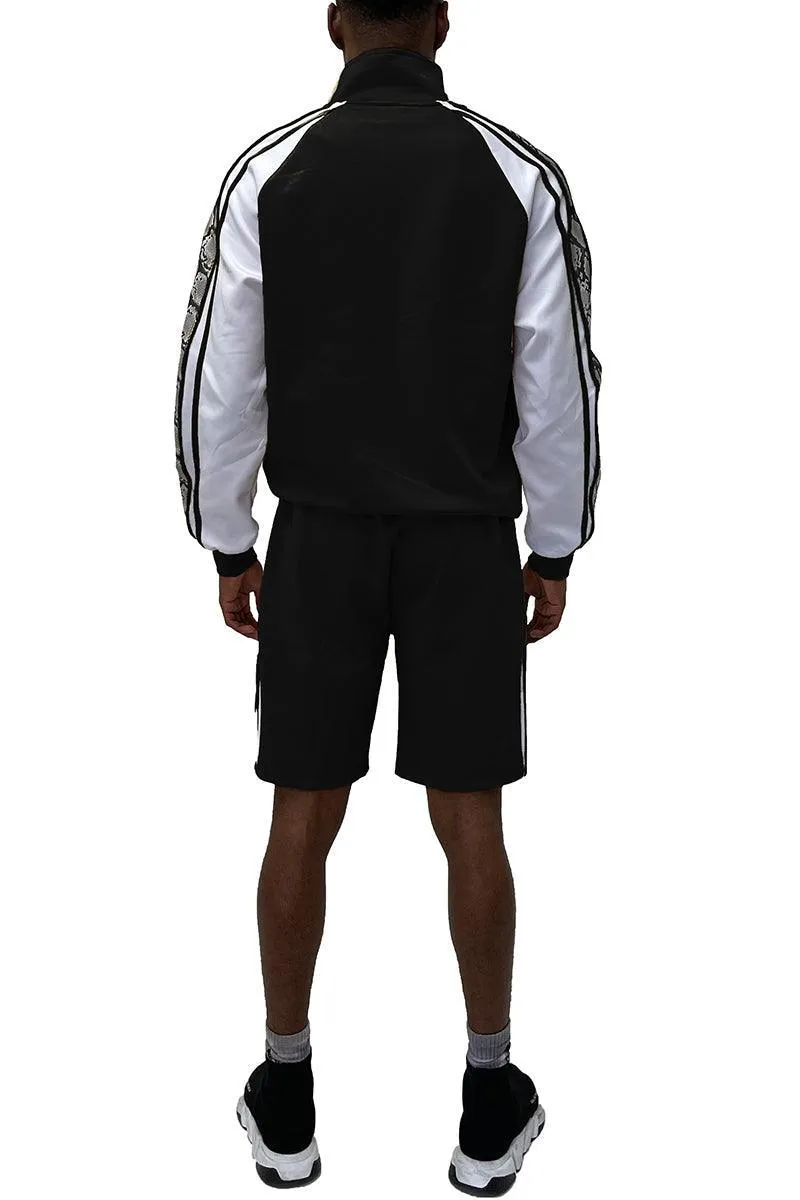 Mens Snake Side Black Short Set Jacket Shorts