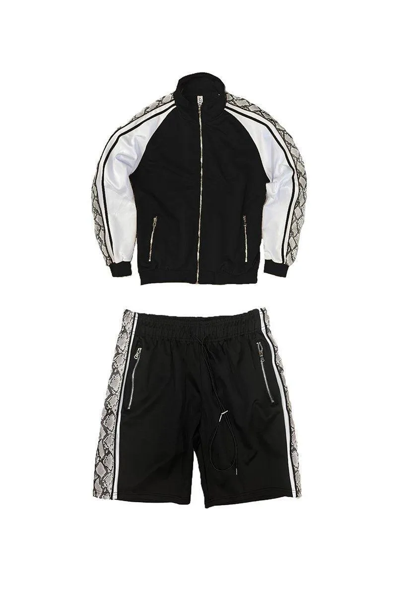 Mens Snake Side Black Short Set Jacket Shorts