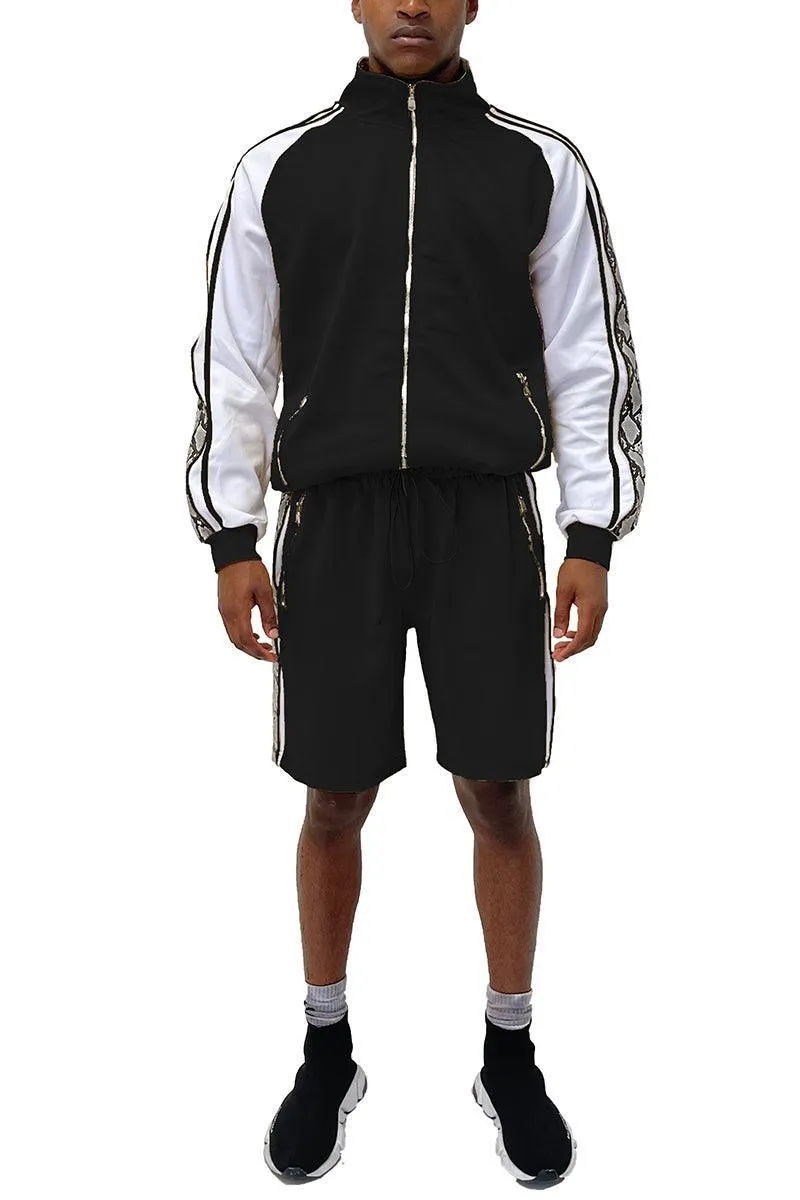 Mens Snake Side Black Short Set Jacket Shorts