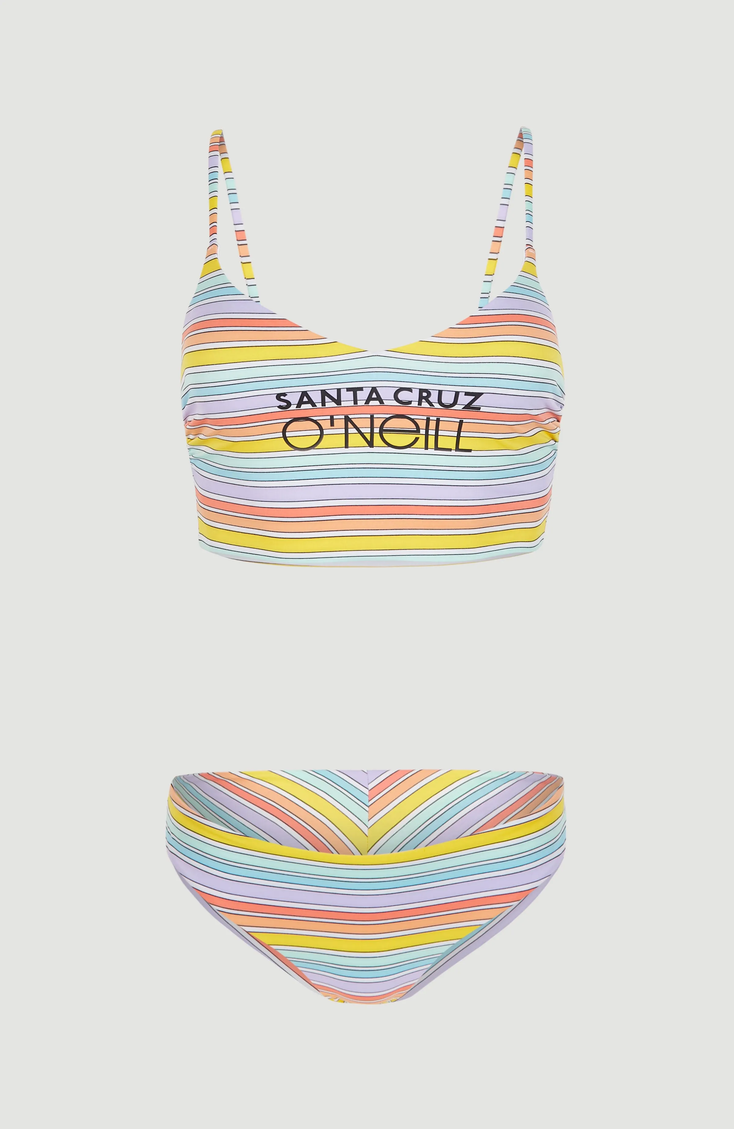 Midles - Maoi Bralette Bikini Set | Bright Multi Coloured Stripe