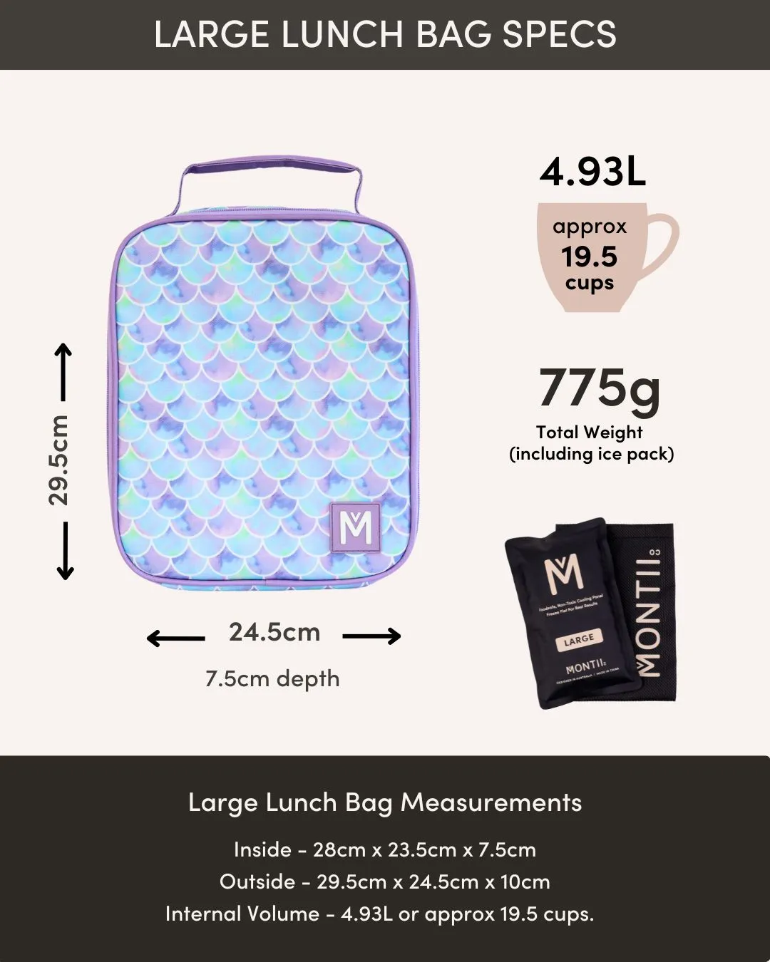 MontiiCo Large Insulated Lunch Bag - Sea Shine