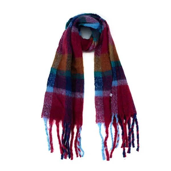 Multicolor Plaid Scarf - Burgundy