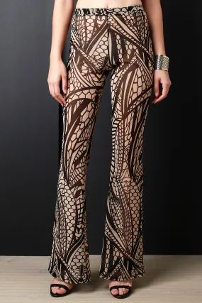 Multipattern Print Semi-Sheer Mesh Pants