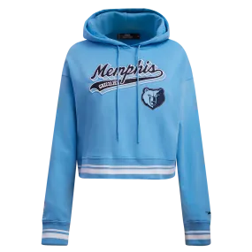 NBA MEMPHIS GRIZZLIES SCRIPT TAIL WOMEN'S RIB FLC CROPPED PO HOODIE (UNIVERSITY BLUE)