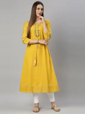 Neeru's Yellow Color Chanderi Fabric Tunic