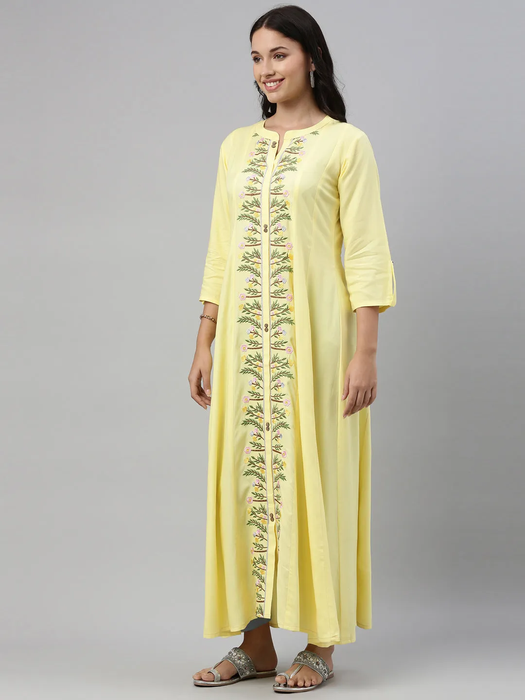 Neeru's Yellow Color Rayon Fabric Tunic