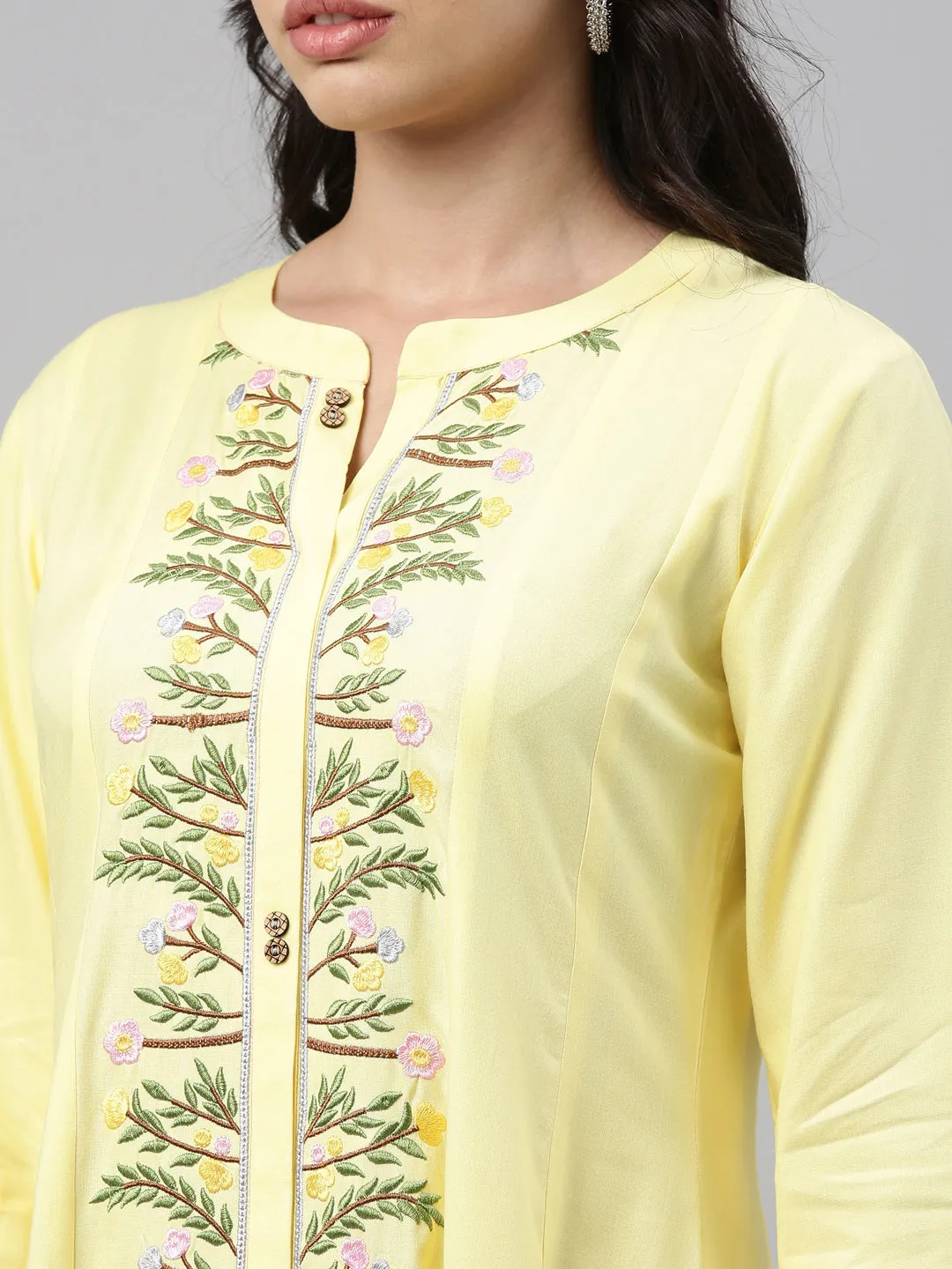 Neeru's Yellow Color Rayon Fabric Tunic