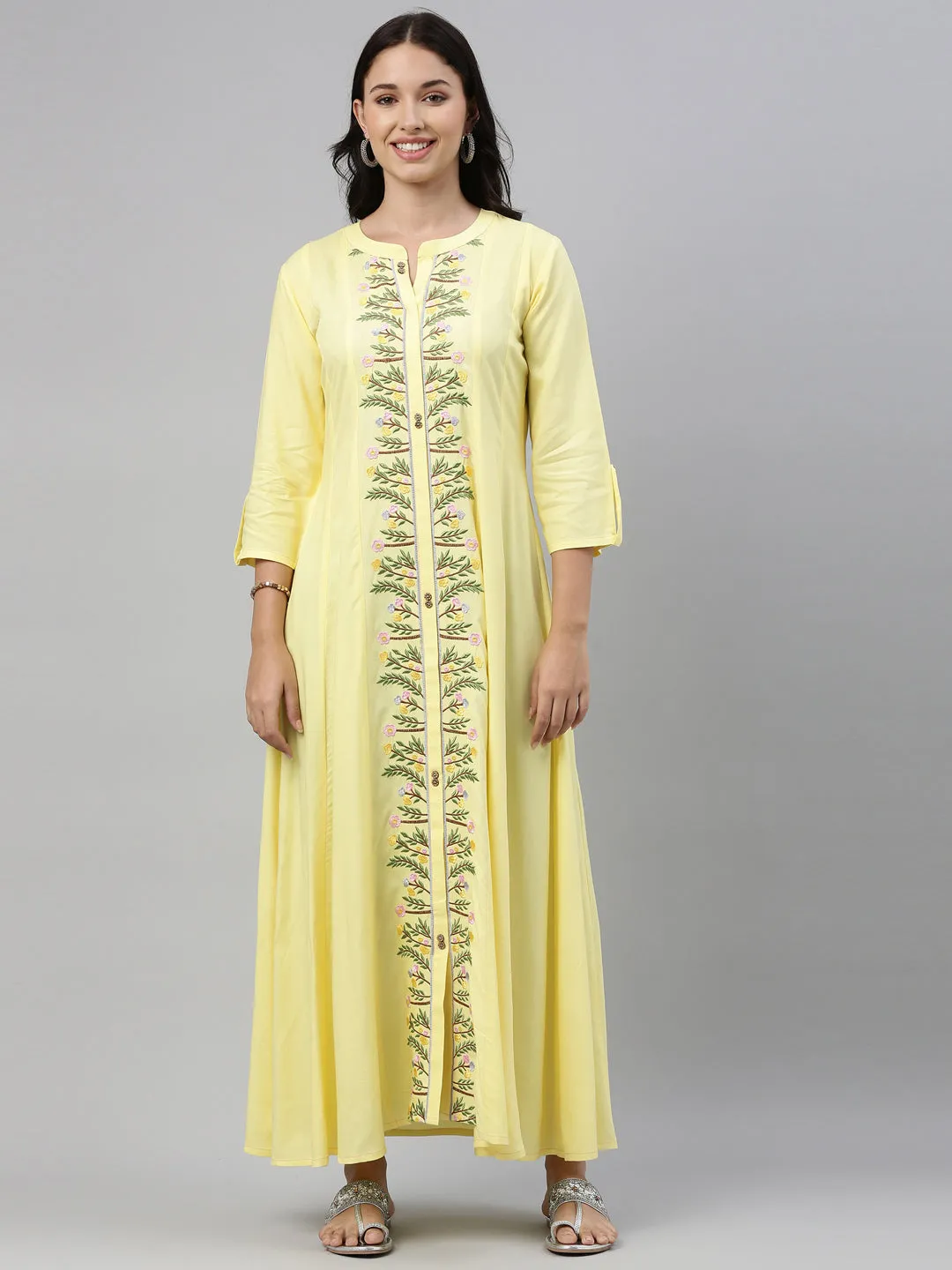 Neeru's Yellow Color Rayon Fabric Tunic