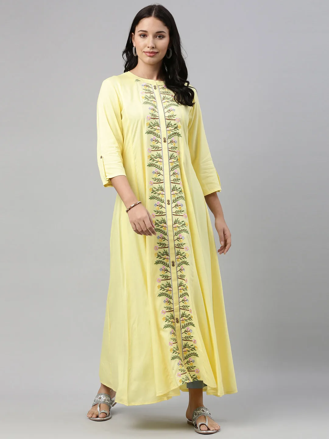 Neeru's Yellow Color Rayon Fabric Tunic