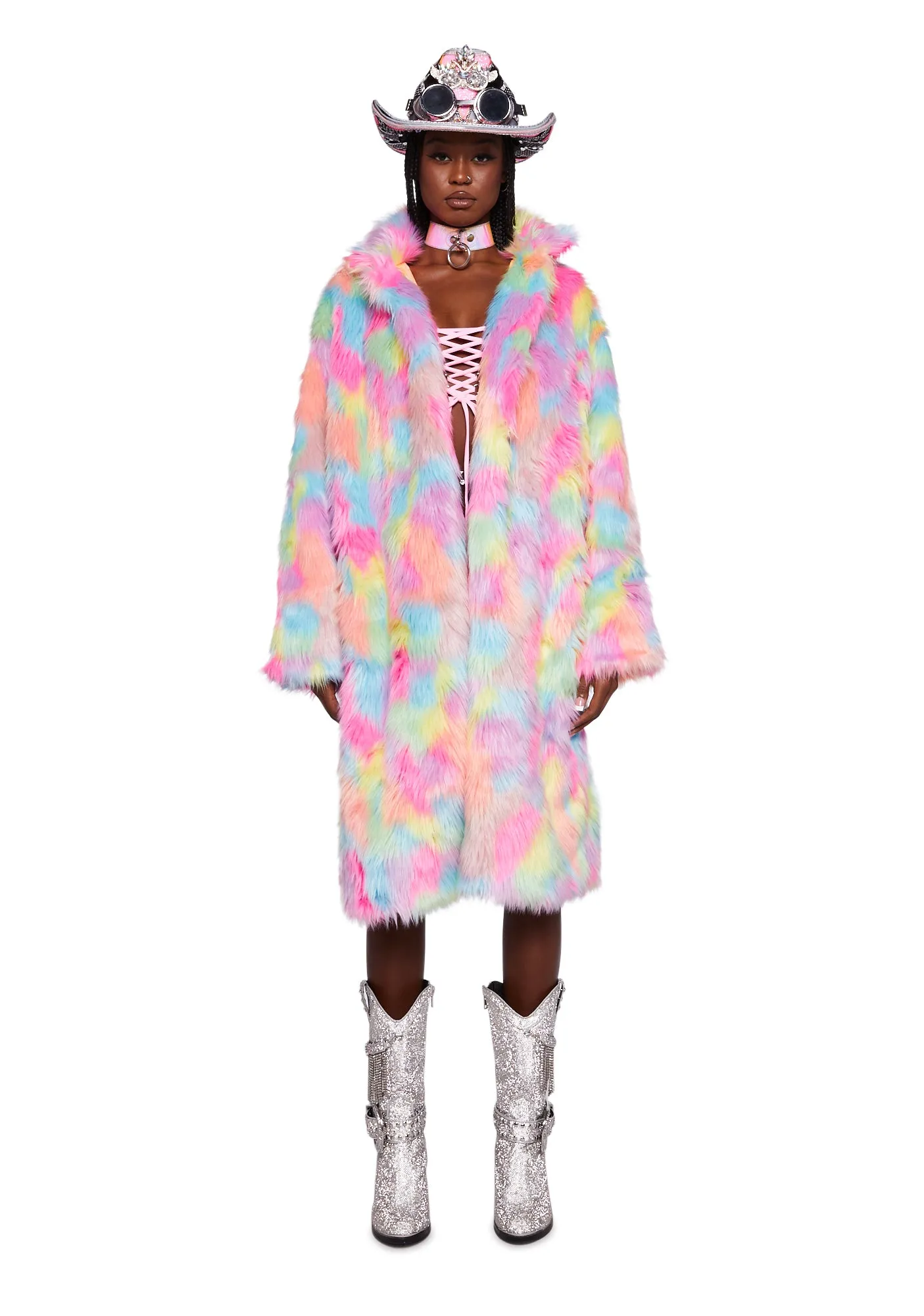 Neon Dreams Faux Fur Coat