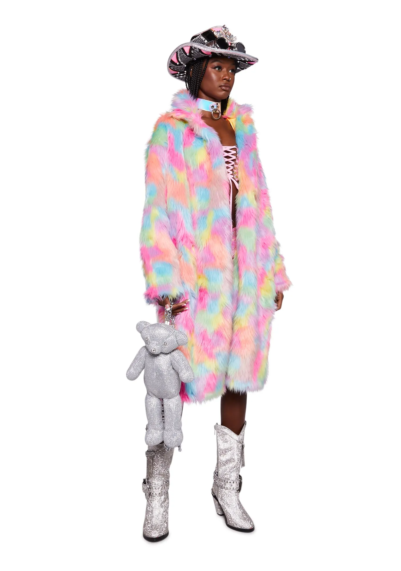 Neon Dreams Faux Fur Coat