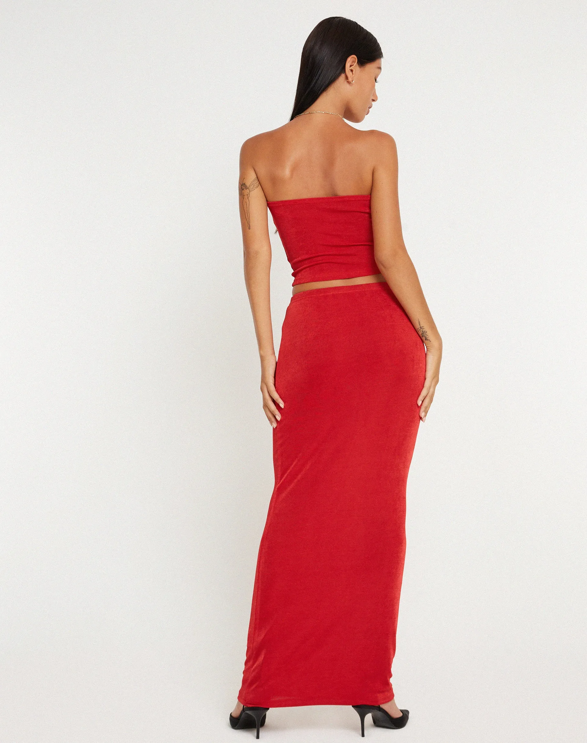 New Tulus Flood Maxi Skirt in Red