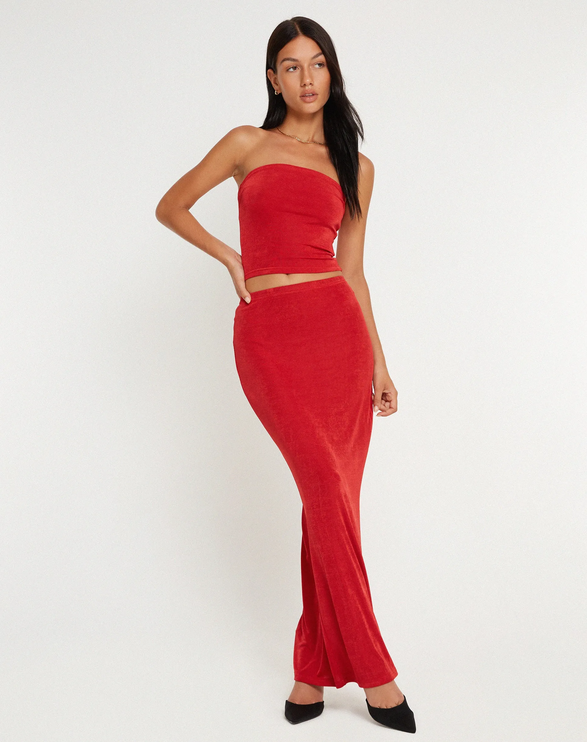 New Tulus Flood Maxi Skirt in Red