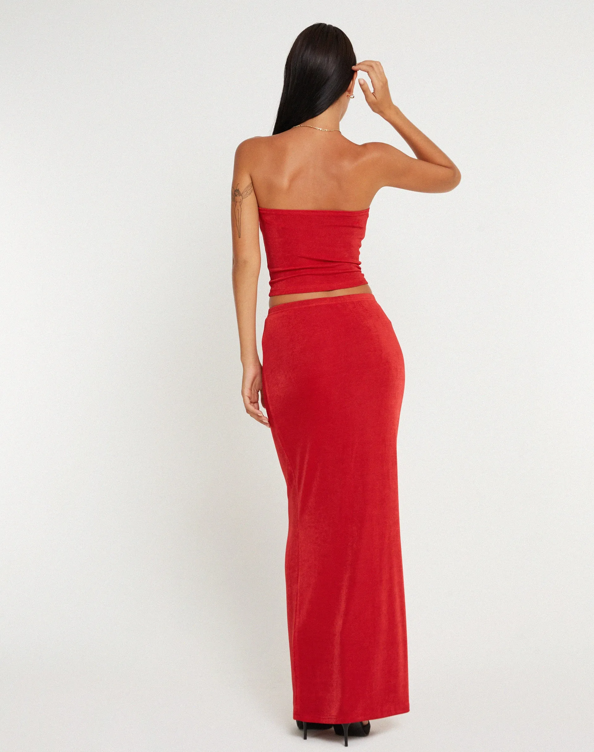 New Tulus Flood Maxi Skirt in Red