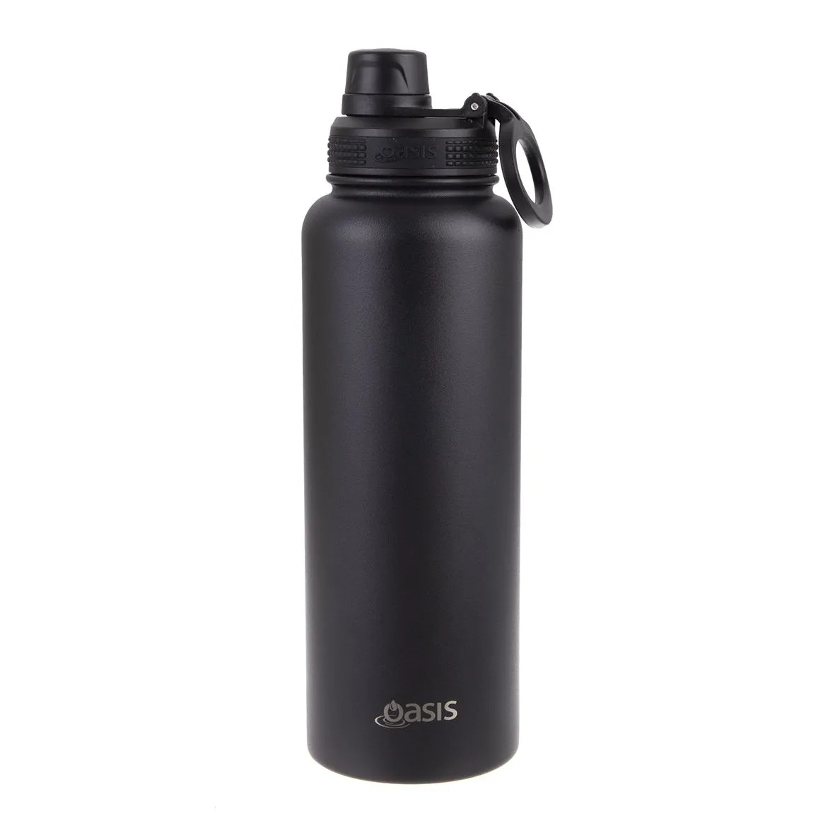 Oasis Stainless Steel Double Wall Insulated "Challenger" Sports Bottle Screw Cap 1.1L - Black