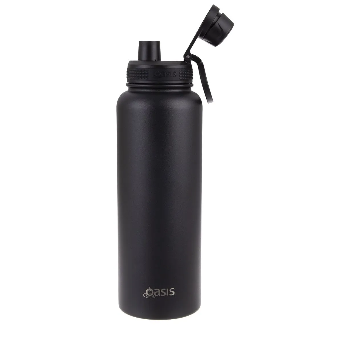 Oasis Stainless Steel Double Wall Insulated "Challenger" Sports Bottle Screw Cap 1.1L - Black