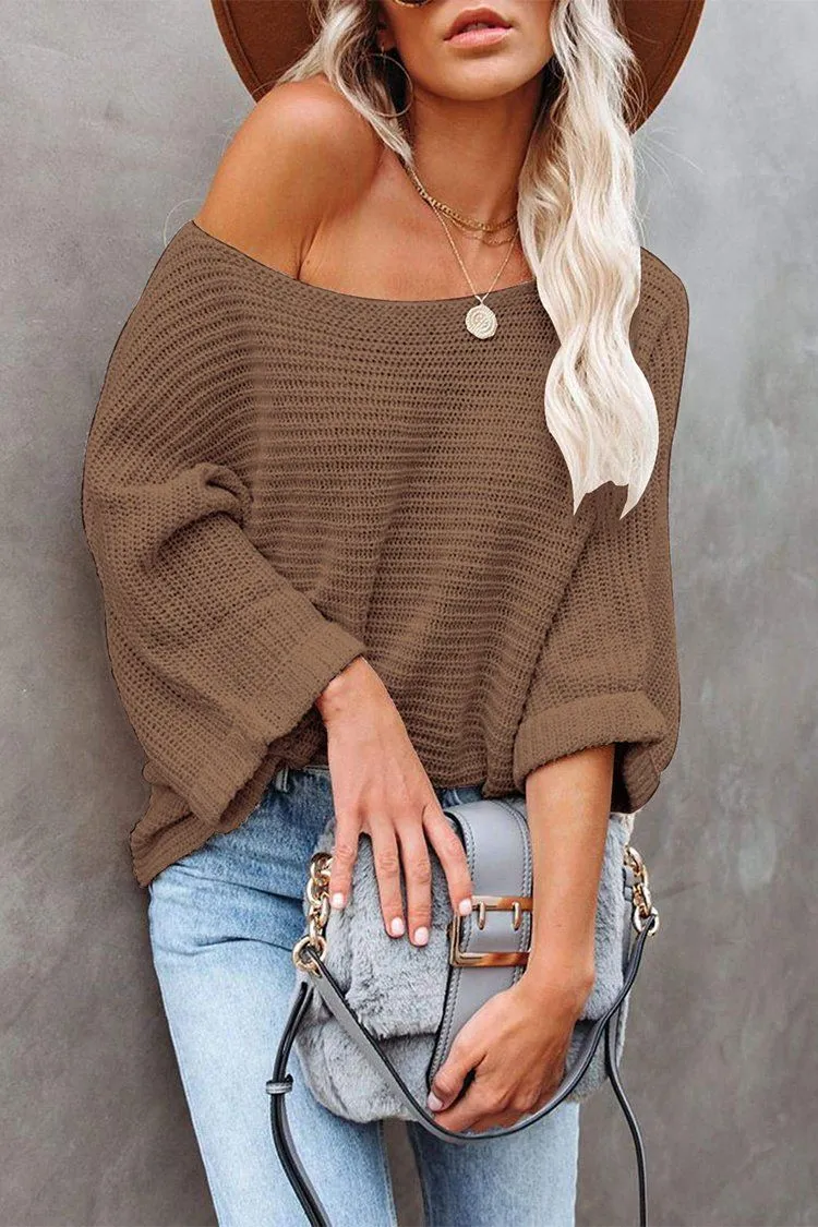 Off Shoulder Long Sleeves Oversized Sweater