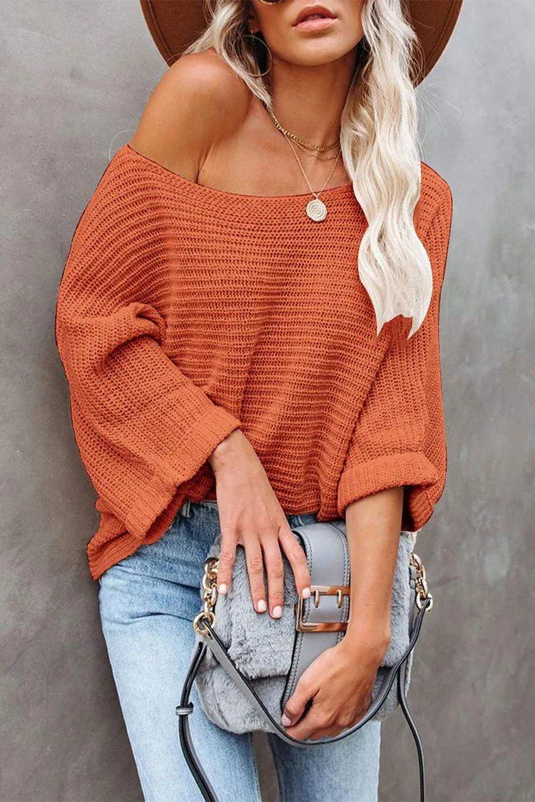 Off Shoulder Long Sleeves Oversized Sweater