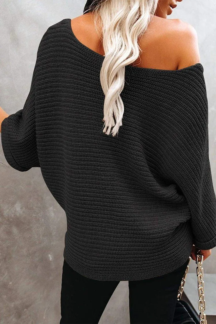 Off Shoulder Long Sleeves Oversized Sweater