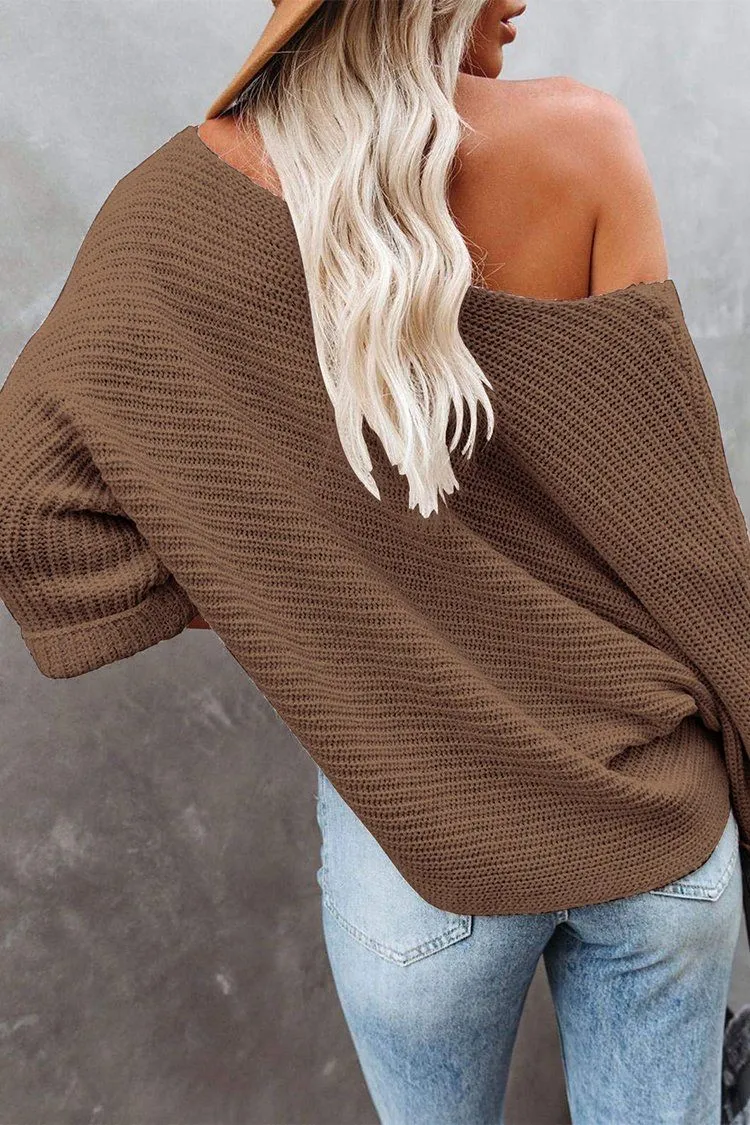 Off Shoulder Long Sleeves Oversized Sweater