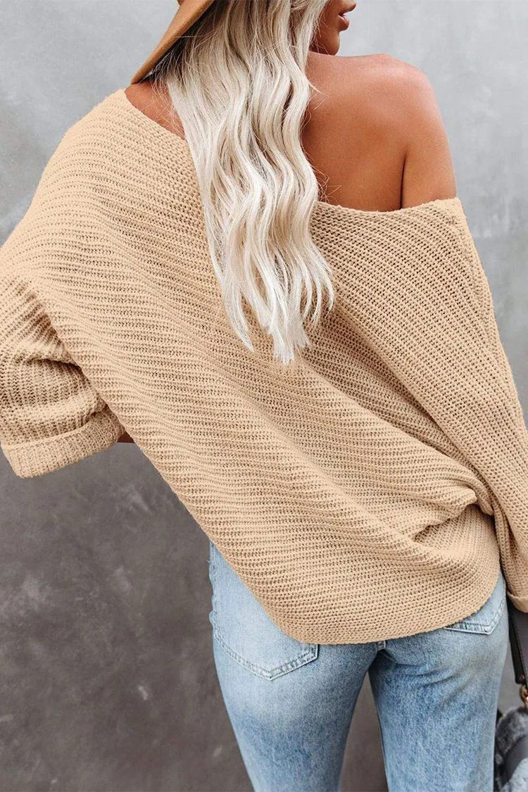 Off Shoulder Long Sleeves Oversized Sweater