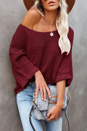 Off Shoulder Long Sleeves Oversized Sweater