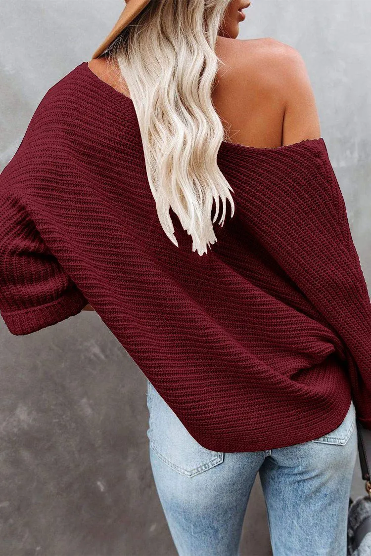 Off Shoulder Long Sleeves Oversized Sweater