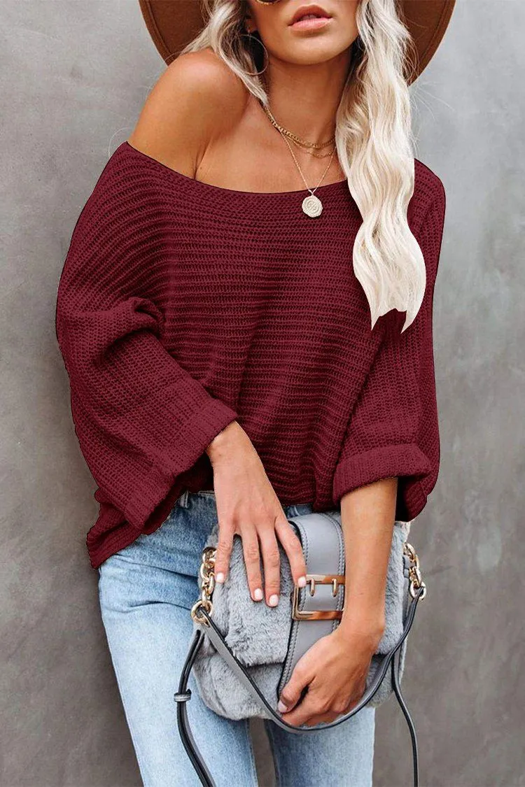 Off Shoulder Long Sleeves Oversized Sweater