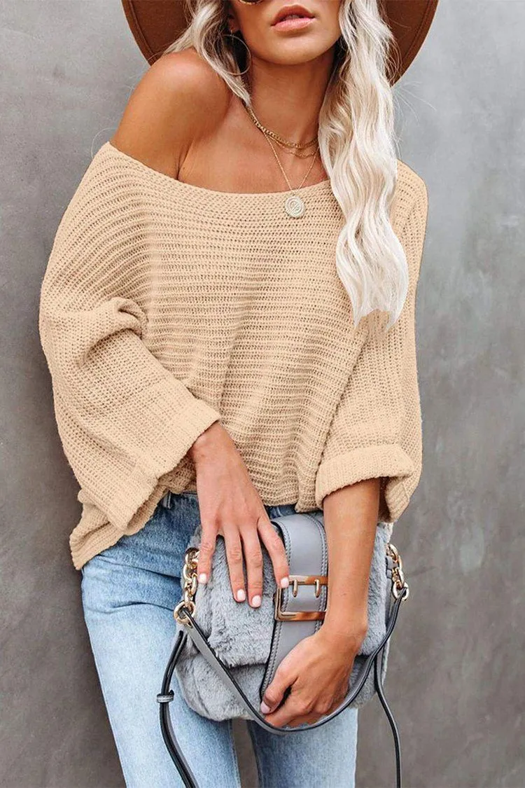 Off Shoulder Long Sleeves Oversized Sweater