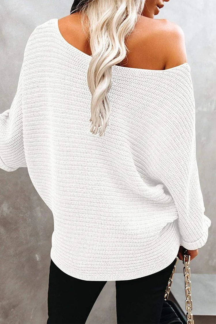 Off Shoulder Long Sleeves Oversized Sweater