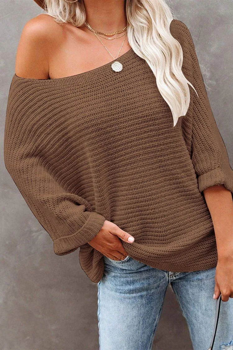 Off Shoulder Long Sleeves Oversized Sweater