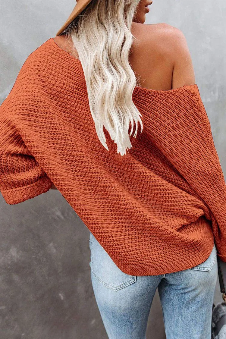 Off Shoulder Long Sleeves Oversized Sweater