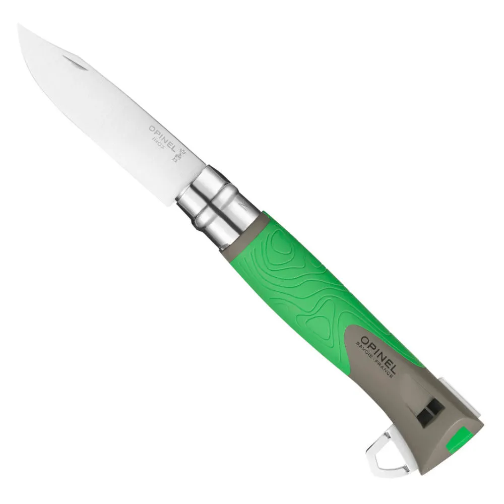 Opinel Explore Folding Stainless Steel Survival Locking Pocket Knife (Green)