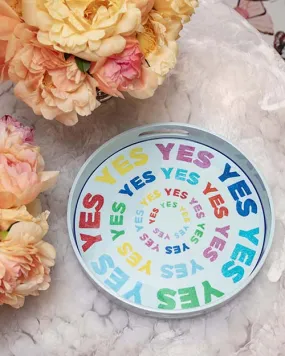 Pastel Blue "Yes Yes Yes" Lacquer Tray