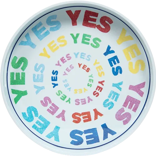 Pastel Blue "Yes Yes Yes" Lacquer Tray