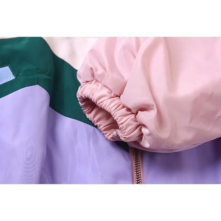 Pastel Colors Patches Lines Hood Rain Coat