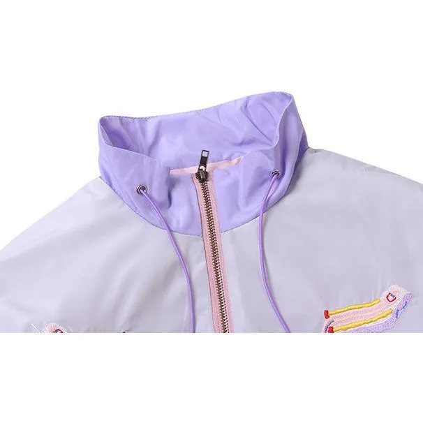 Pastel Colors Patches Lines Hood Rain Coat