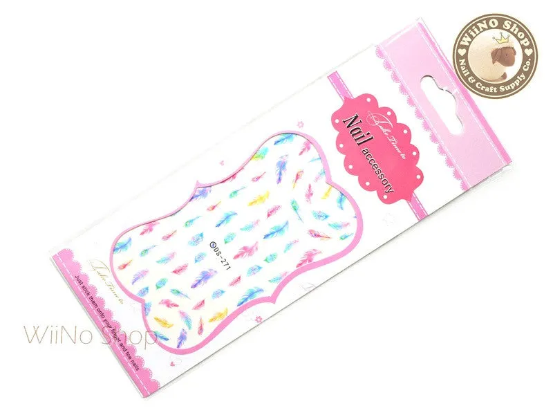 Pastel Feather Water Slide Nail Art Decals - 1 pc (DS-271)