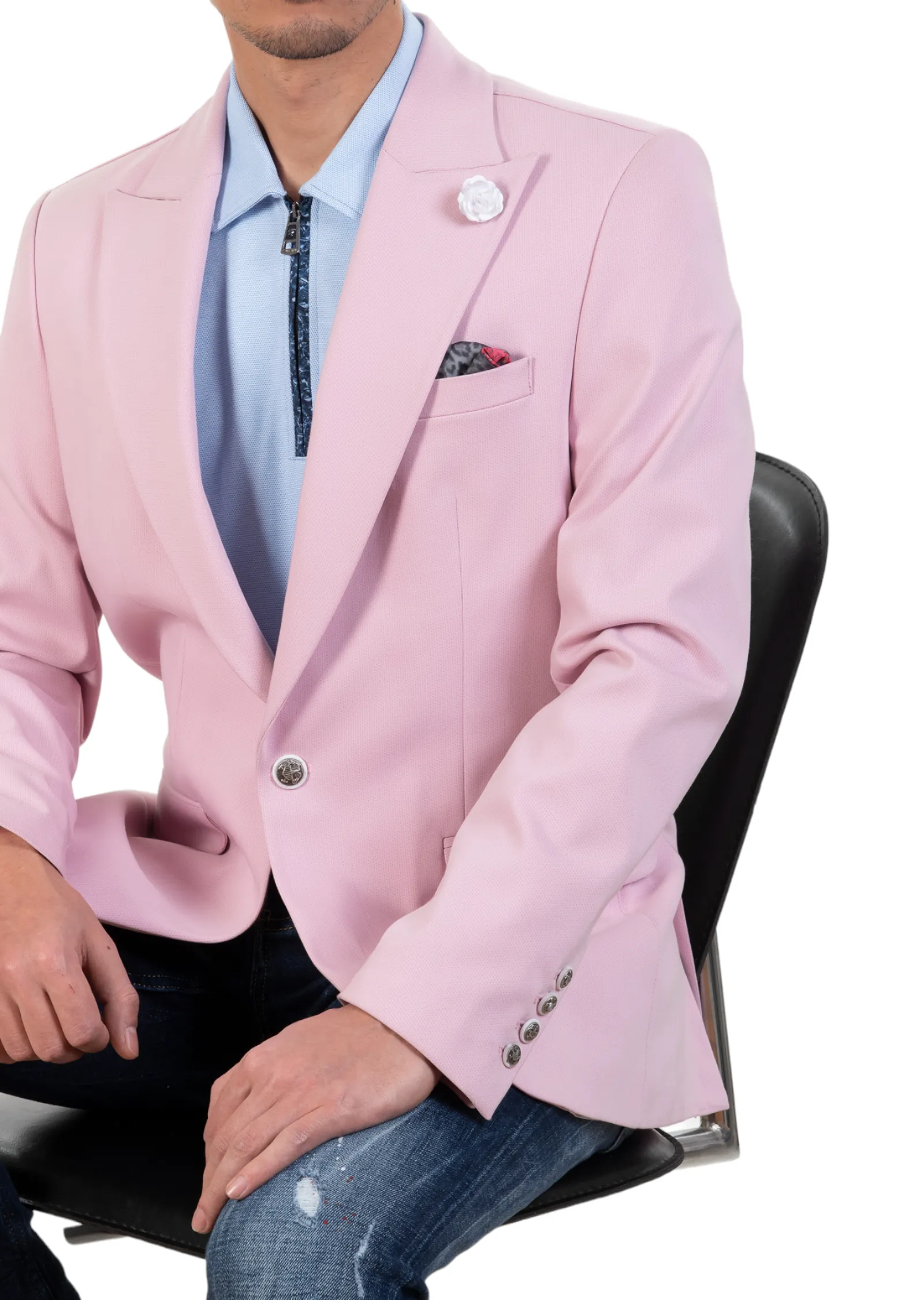 Pink Wide Lapel Performance Blazer