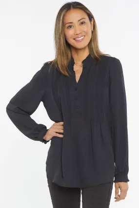 Pleated Front Tunic - Black