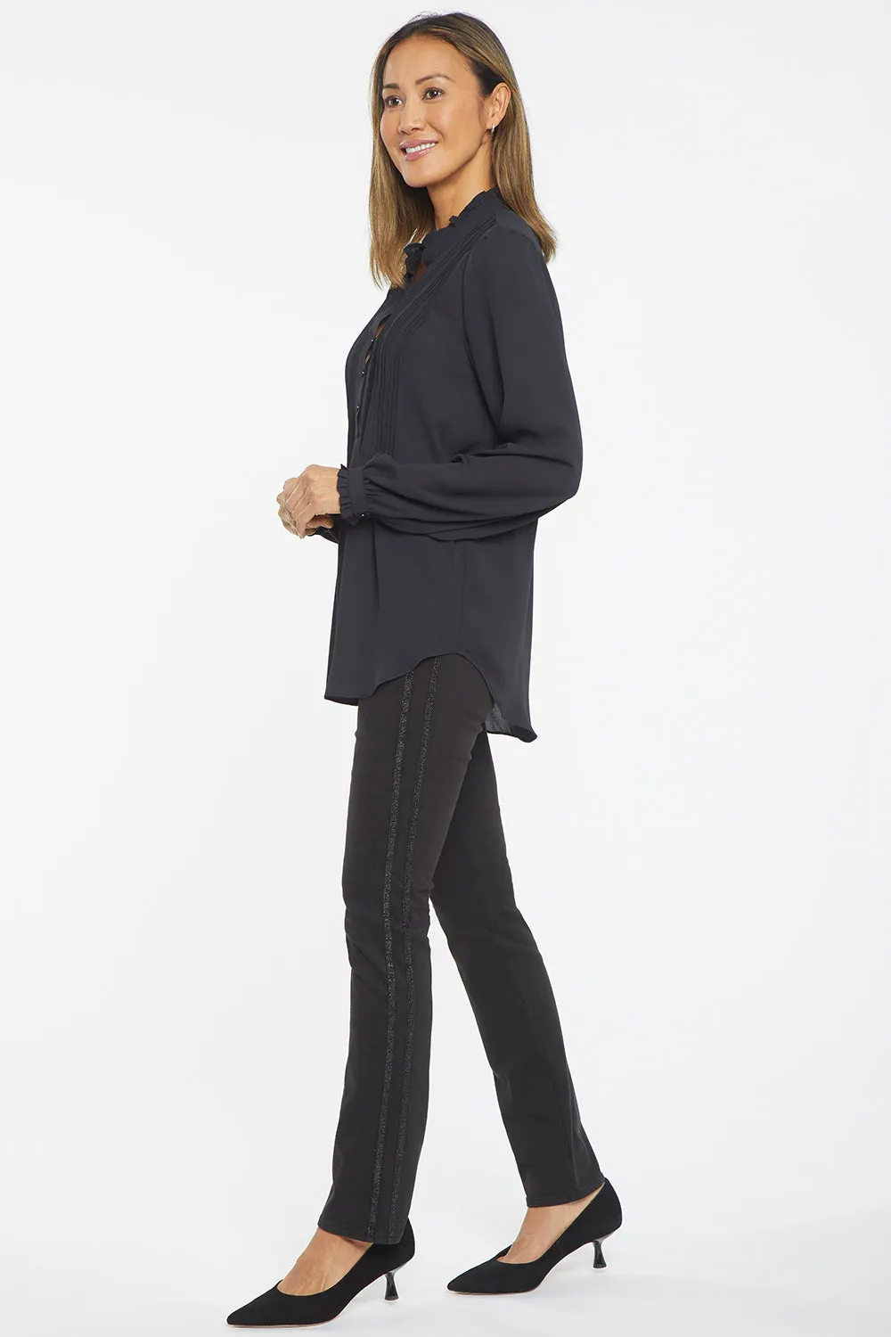 Pleated Front Tunic - Black