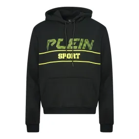 Plein Sport Green Logo Black Hoodie