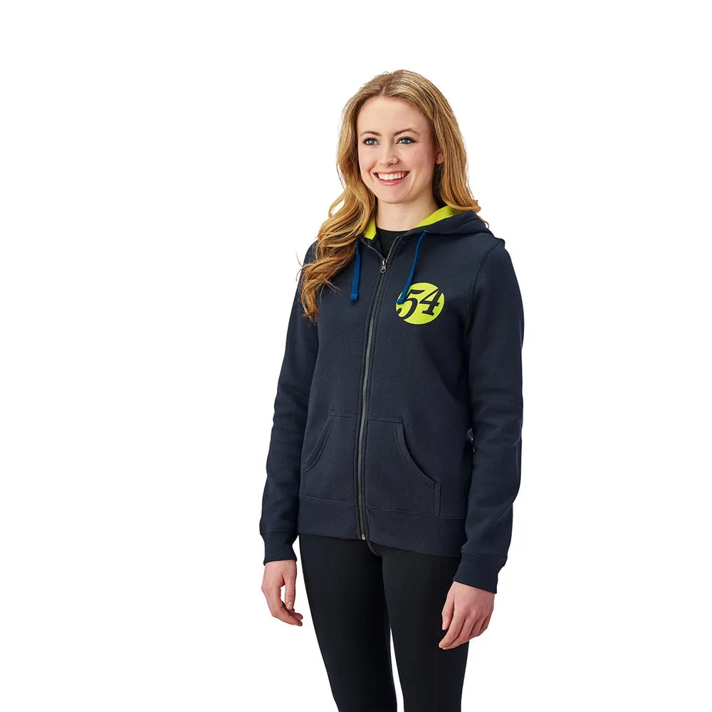 Polaris  Navy Womens Full Zip Retro Hoodie Sweatshirt w Logo Lightweight