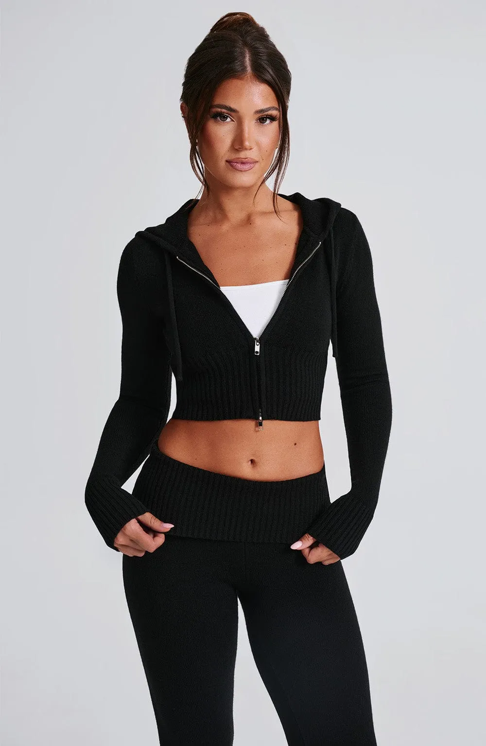 Portia Knit Hoodie - Black