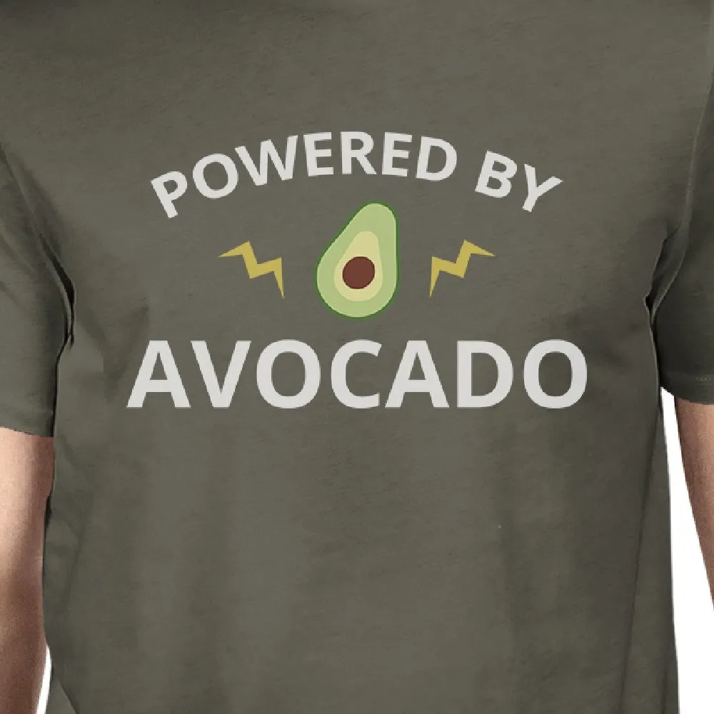 Powered By Avocado Men's Dark Grey Crew Neck T Shirt Gifts For Him